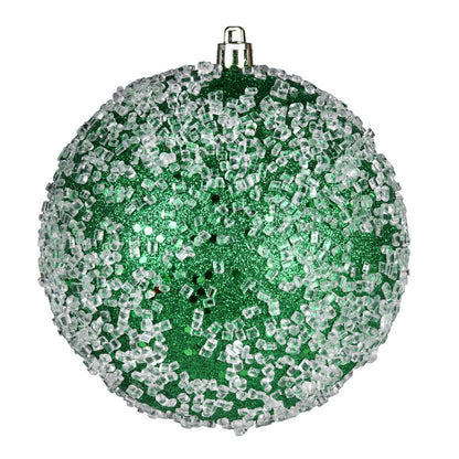 4" Glitter Hail Ball Ornament - Green - Set of 4 Green — view 1