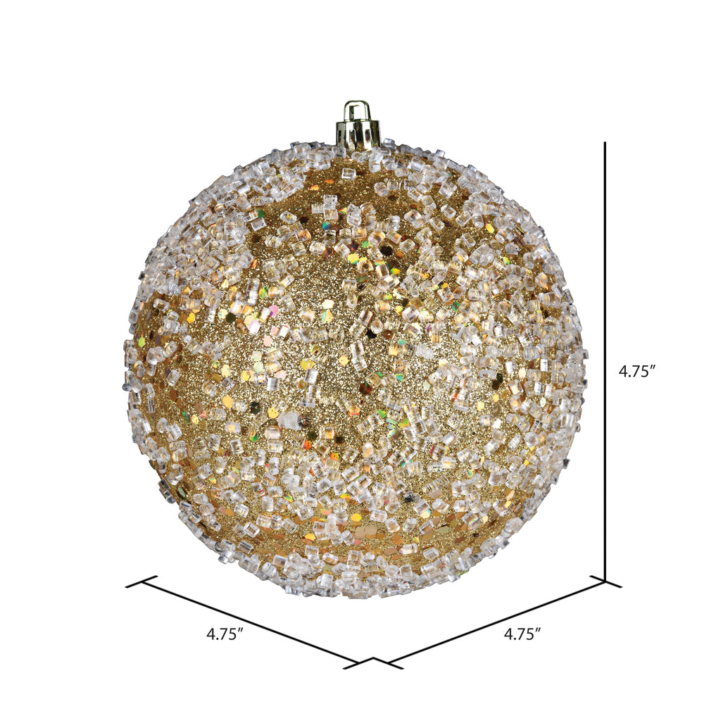 4" Glitter Hail Ball Ornament - Gold - Set of 4 Gold — view 2