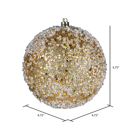 4" Glitter Hail Ball Ornament - Gold - Set of 4 Gold — view 2