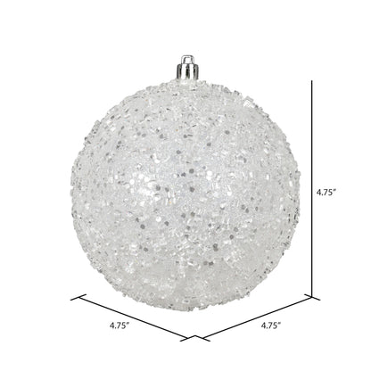 6" Glitter Hail Ball Ornament - White - Set of 4 White — view 2