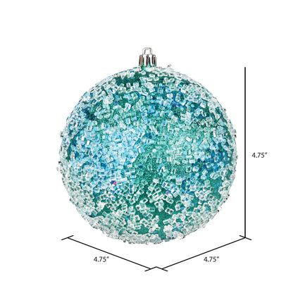4" Glitter Hail Ball Ornament - Teal - Set of 4 Teal — view 2