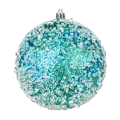 4" Glitter Hail Ball Ornament - Teal - Set of 4 Teal — view 1