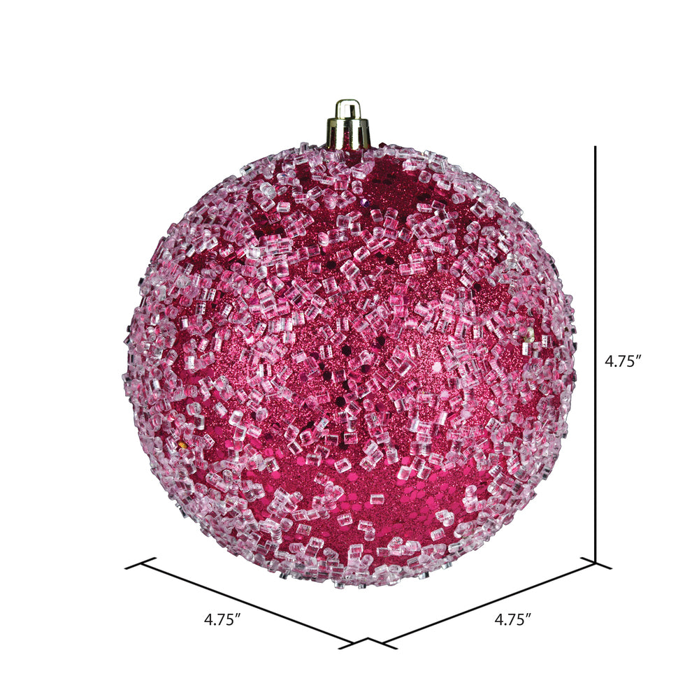 4" Glitter Hail Ball Ornament - Fuchsia - Set of 4 Fuchsia — view 2