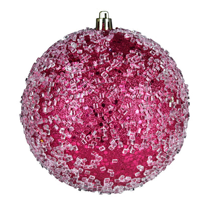 4" Glitter Hail Ball Ornament - Fuchsia - Set of 4 Fuchsia — view 1