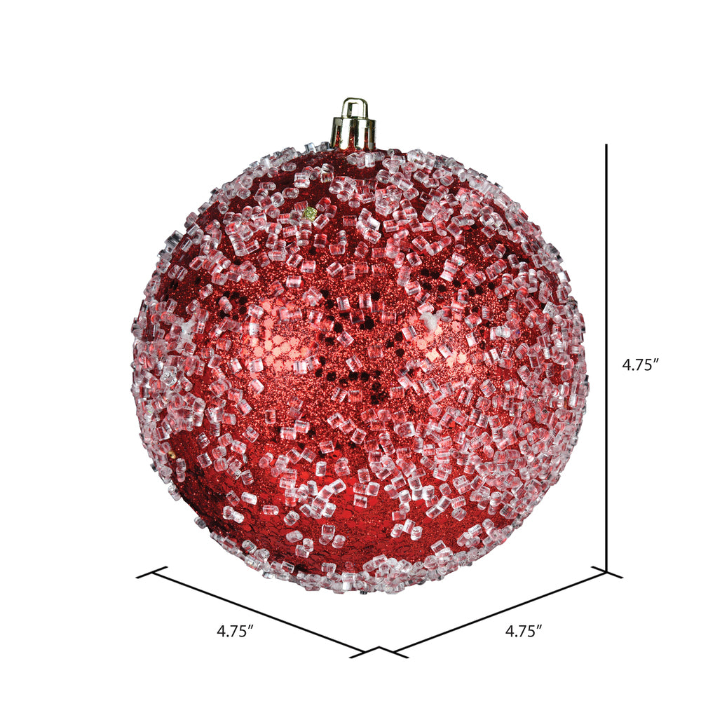 4" Glitter Hail Ball Ornament - Red Red — view 2