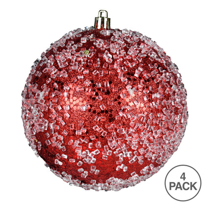 4" Glitter Hail Ball Ornament - Red Red — view 3