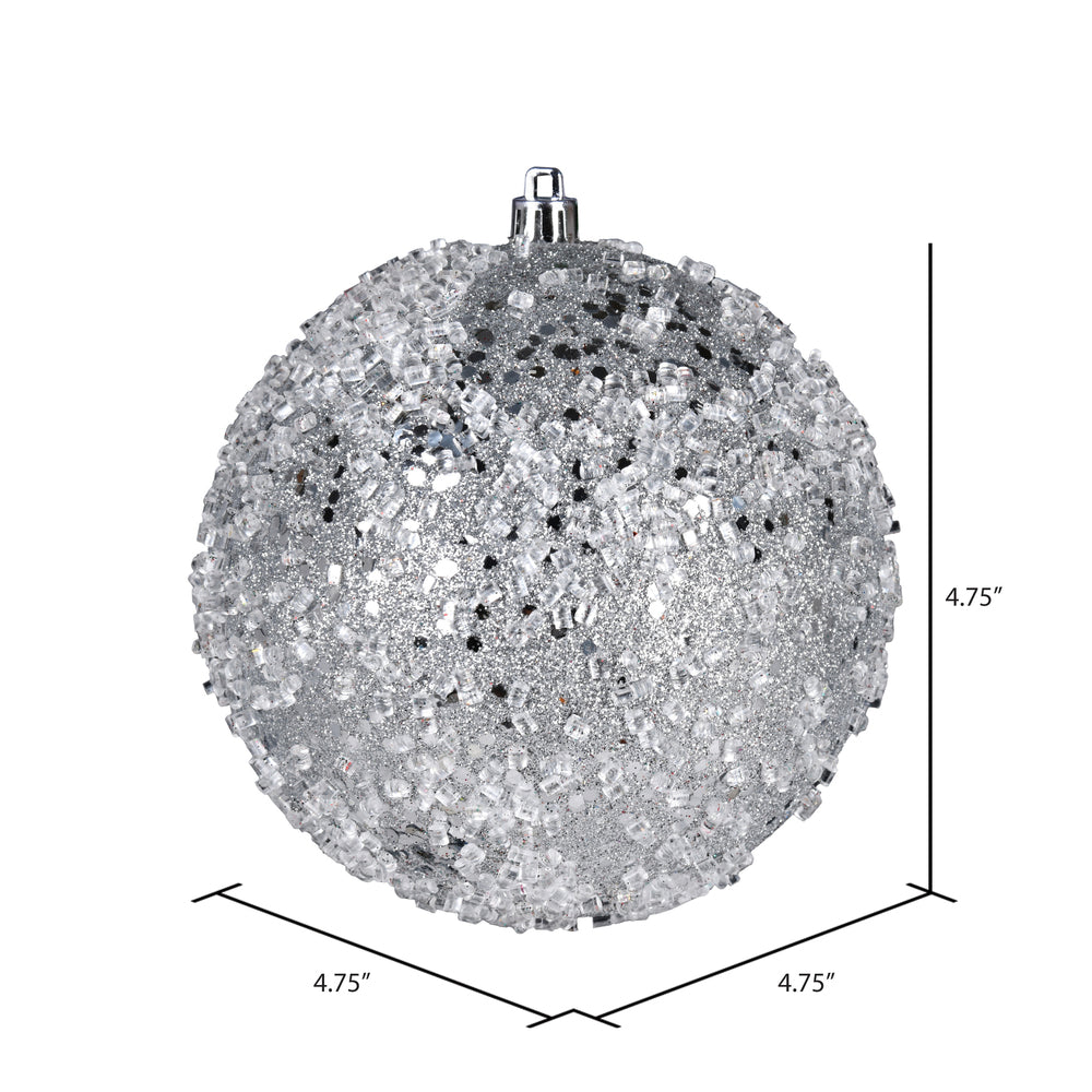 4" Glitter Hail Ball Ornament - Silver Silver — view 2