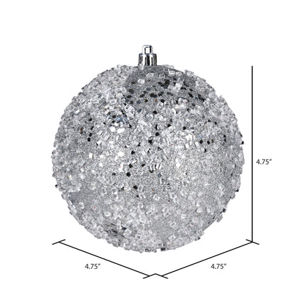 4" Glitter Hail Ball Ornament - Silver Silver — view 2