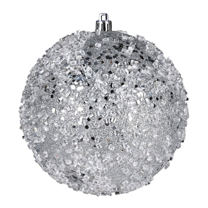 4" Glitter Hail Ball Ornament - Silver Silver — view 1