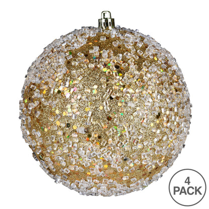 4" Glitter Hail Ball Ornament - Gold Gold — view 3