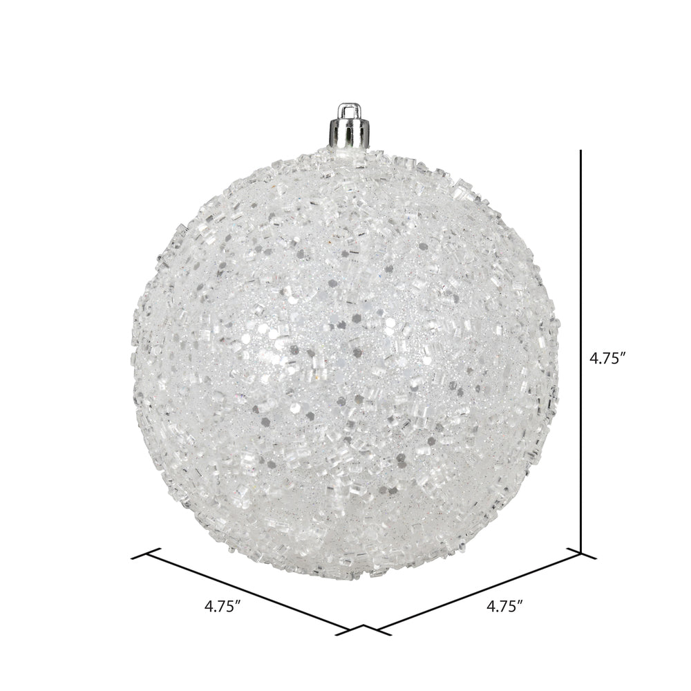 4" Glitter Hail Ball Ornament - White White — view 2