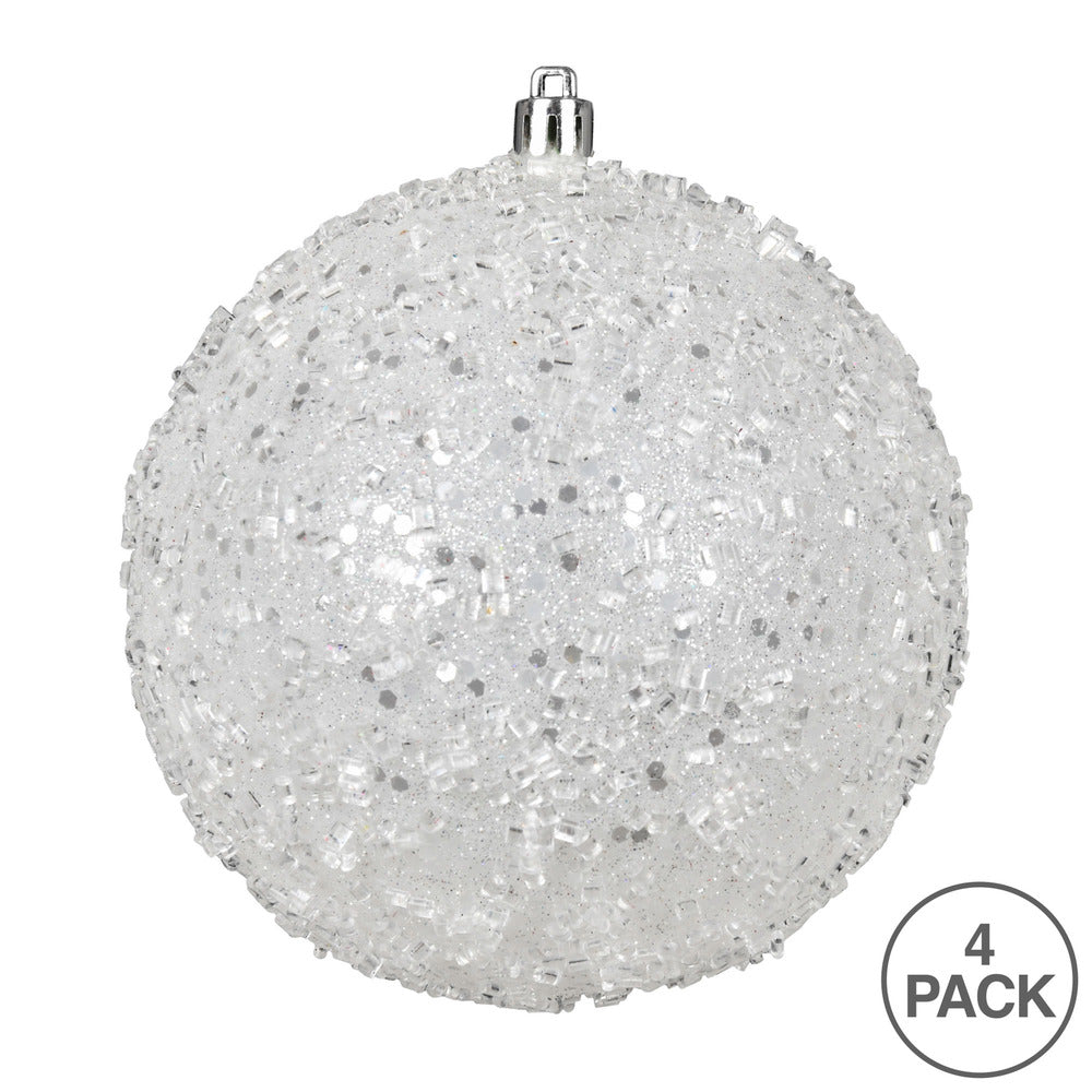 4" Glitter Hail Ball Ornament - White White — view 3