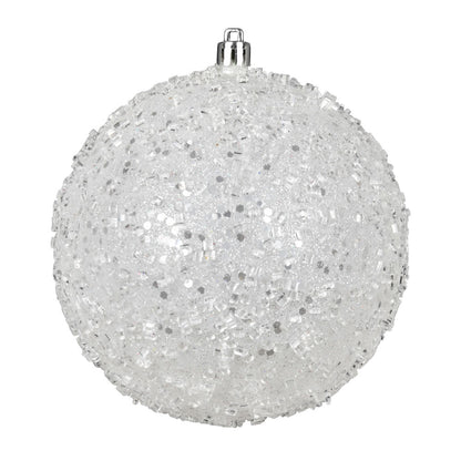 4" Glitter Hail Ball Ornament - White White — view 1