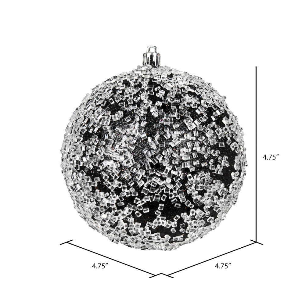 4" Glitter Hail Ball Ornament - Black Black — view 2