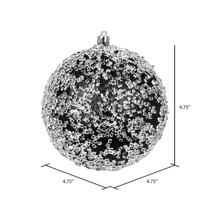 4" Glitter Hail Ball Ornament - Black Black — view 2