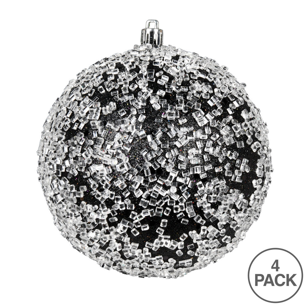 4" Glitter Hail Ball Ornament - Black Black — view 3