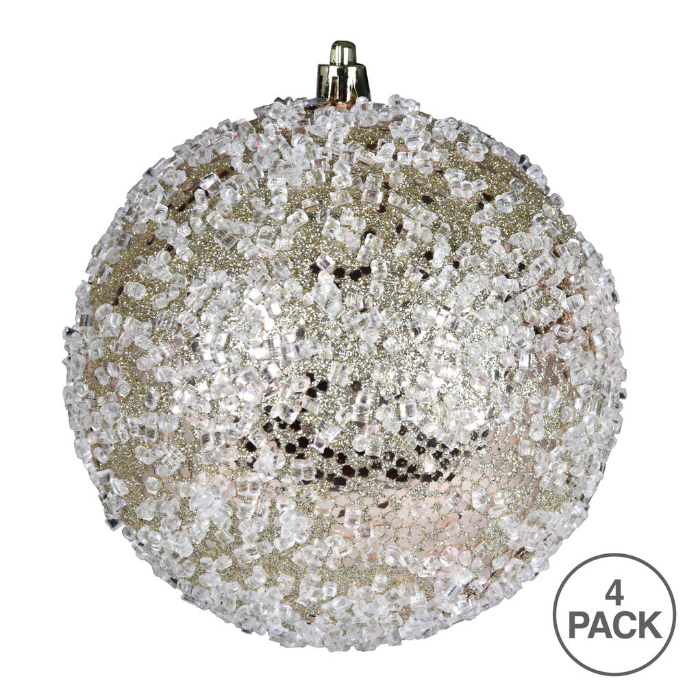 4" Glitter Hail Ball Ornament - Champagne Champagne — view 2