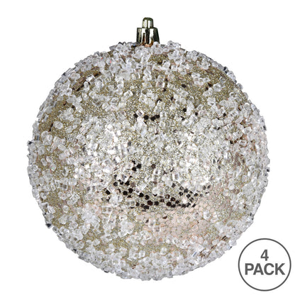 4" Glitter Hail Ball Ornament - Champagne Champagne — view 2