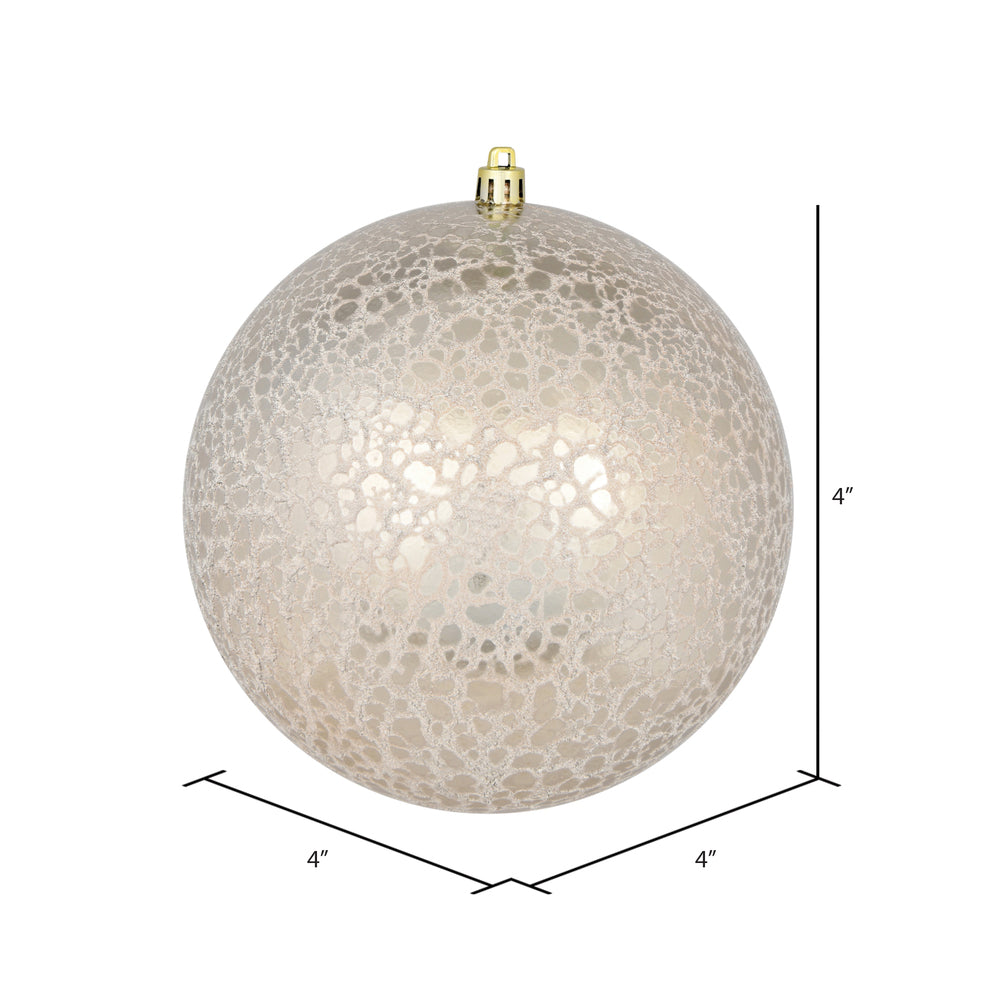 4" Crackle Ball Ornament - Champagne - Set of 4 Champagne — view 2