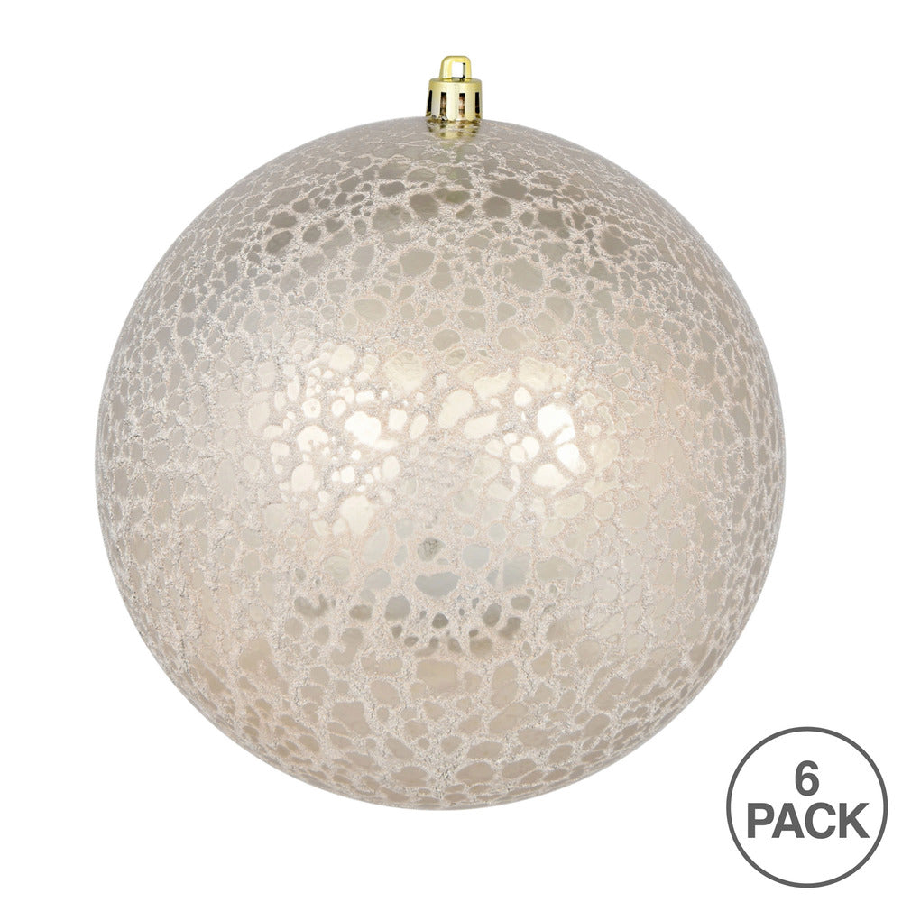 4" Crackle Ball Ornament - Champagne Champagne — view 3