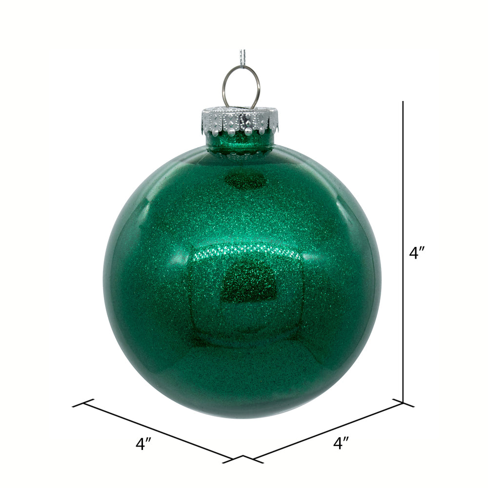 4" Glitter Clear Ball Ornament - Seafoam - Set of 6 Seafoam — view 2