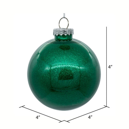 4" Glitter Clear Ball Ornament - Seafoam - Set of 6 Seafoam — view 2
