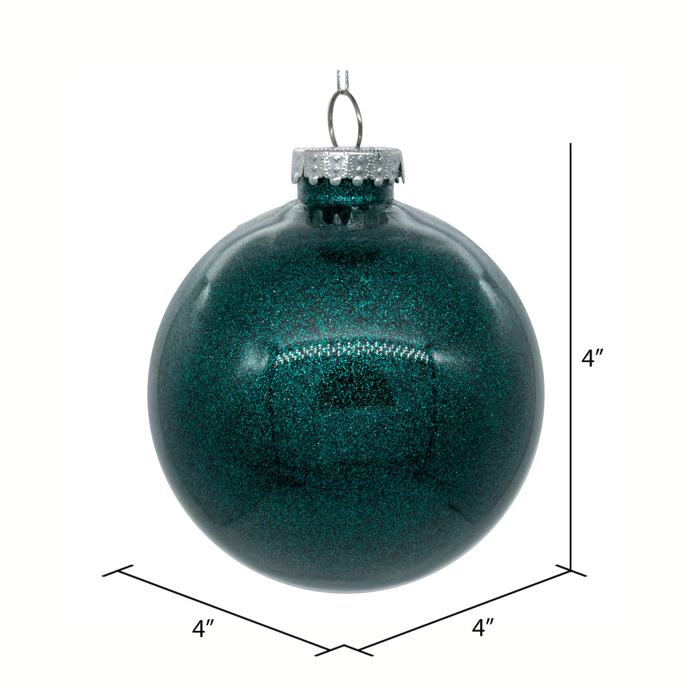4" Glitter Clear Ball Ornament - Sea Blue - Set of 6 Sea Blue — view 2