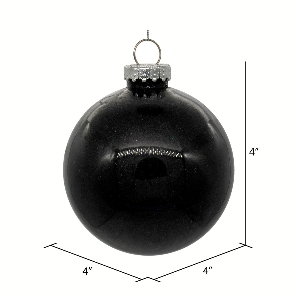 4" Glitter Clear Ball Ornament - Black - Set of 4 Black — view 2