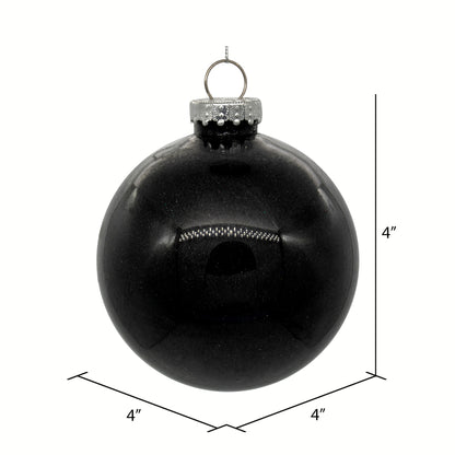 4" Glitter Clear Ball Ornament - Black - Set of 4 Black — view 2