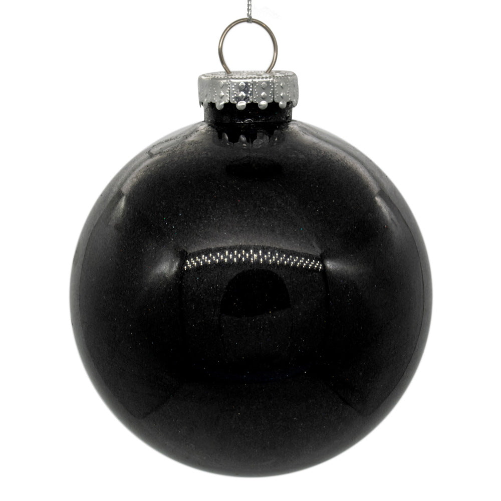4" Glitter Clear Ball Ornament - Black - Set of 4 Black — view 1