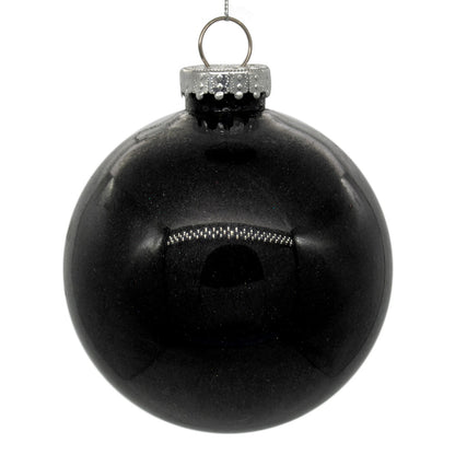 4" Glitter Clear Ball Ornament - Black - Set of 4 Black — view 1