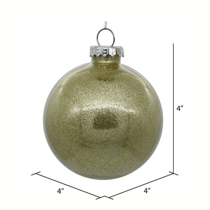 4" Glitter Clear Ball Ornament - Champagne - Set of 4 Champagne — view 2