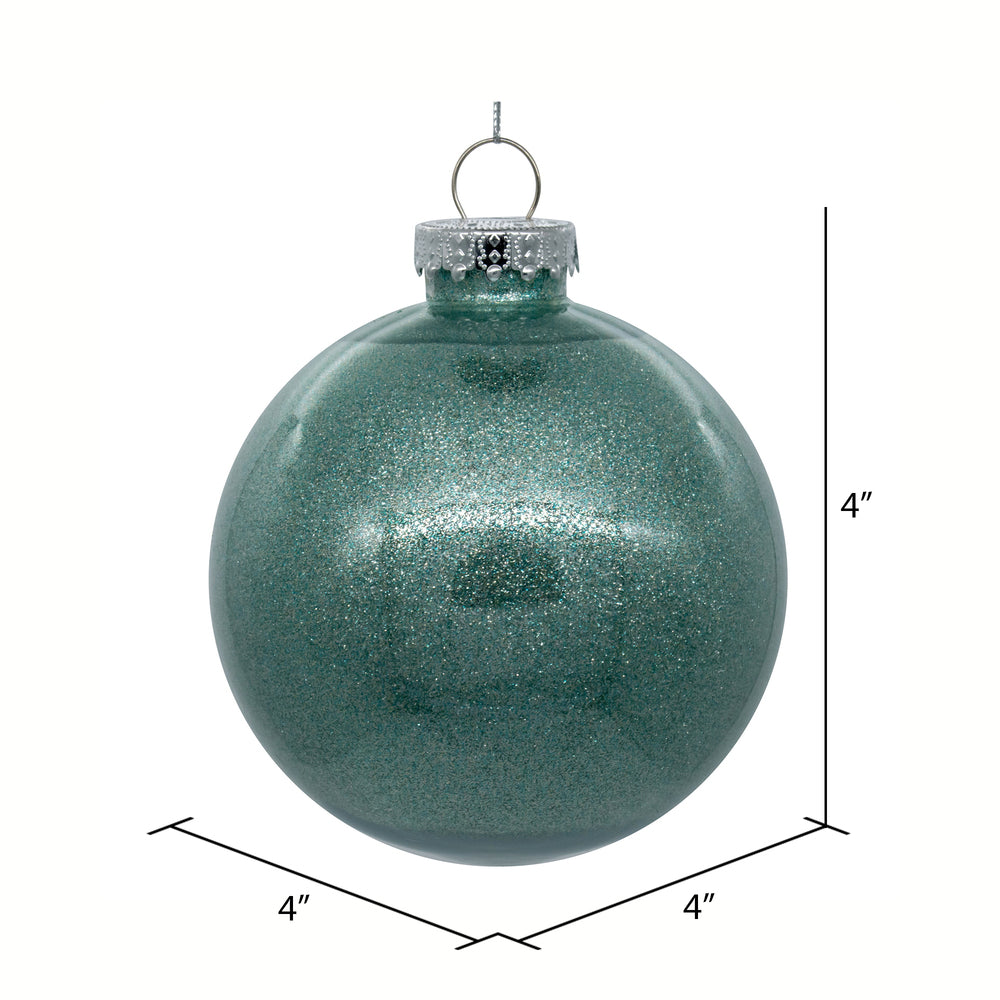 4" Glitter Clear Ball Ornament - Frosty Mint - Set of 4 Frosty Mint — view 2