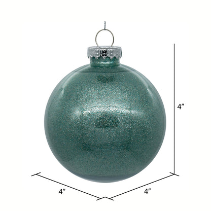 4" Glitter Clear Ball Ornament - Frosty Mint - Set of 4 Frosty Mint — view 2
