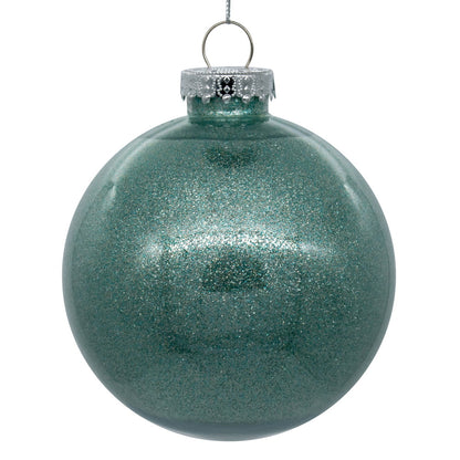 4" Glitter Clear Ball Ornament - Frosty Mint - Set of 4 Frosty Mint — view 1