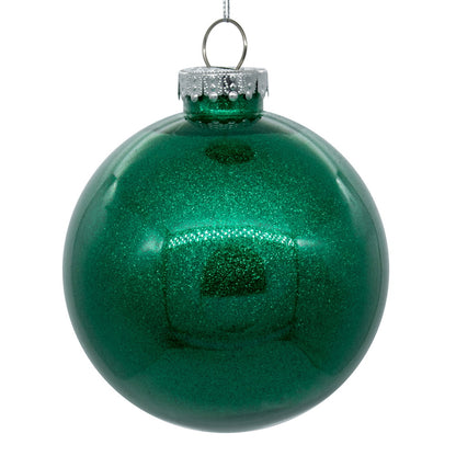 4" Glitter Clear Ball Ornament - Seafoam - Set of 4 Seafoam — view 1
