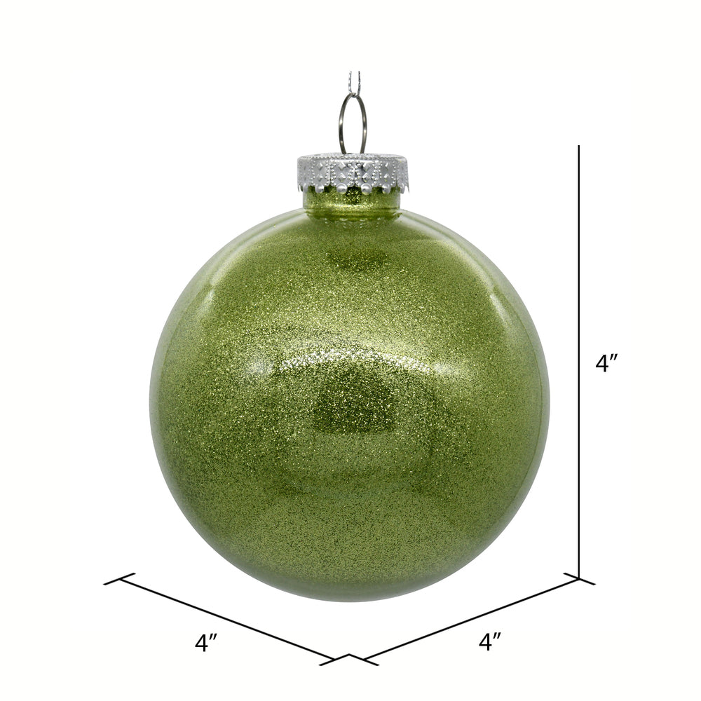 4" Glitter Clear Ball Ornament - Celadon - Set of 4 Celadon — view 2