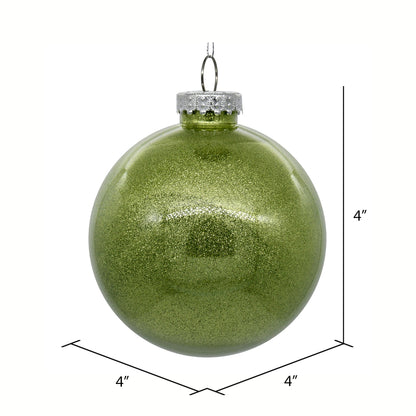 4" Glitter Clear Ball Ornament - Celadon - Set of 4 Celadon — view 2