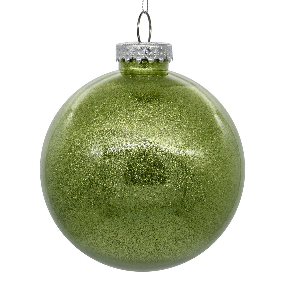 4" Glitter Clear Ball Ornament - Celadon - Set of 4 Celadon — view 1