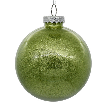4" Glitter Clear Ball Ornament - Celadon - Set of 4 Celadon — view 1