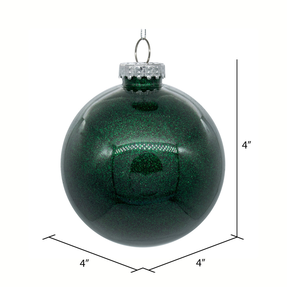 4" Glitter Clear Ball Ornament - Midnight Green - Set of 4 Midnight Green — view 2