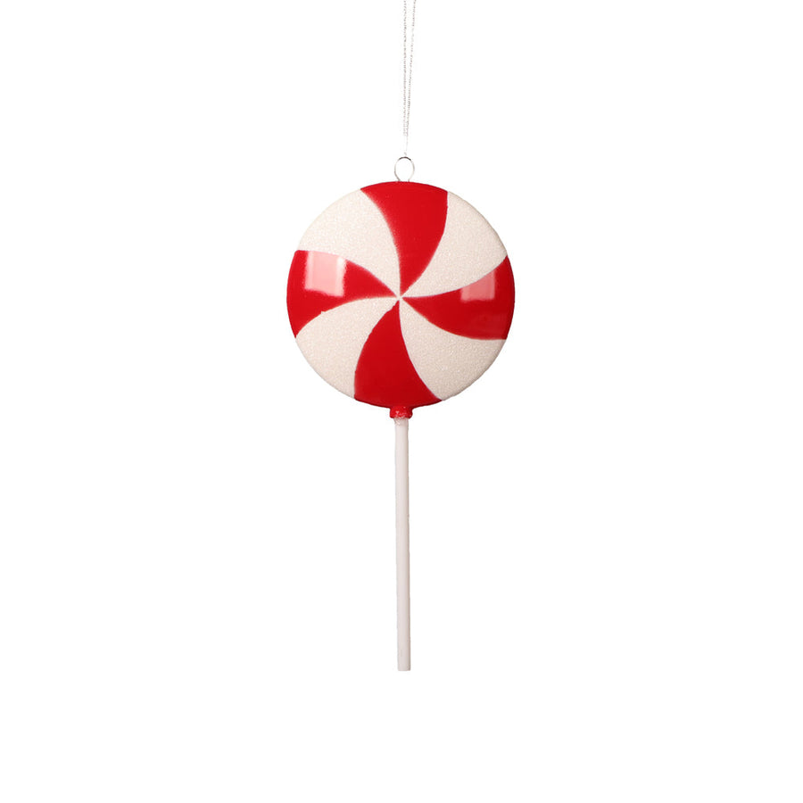 9" Flat Lollipop Ornament - Red - Set of 6