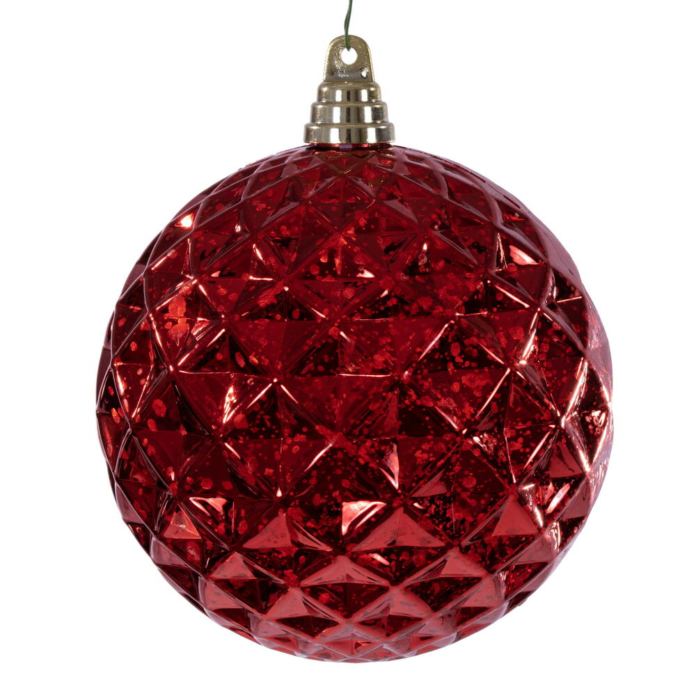 4" Diamond Mercury Ornament - Red - Set of 2 Red — view 1