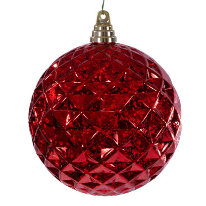 4" Diamond Mercury Ornament - Red - Set of 2 Red — view 1