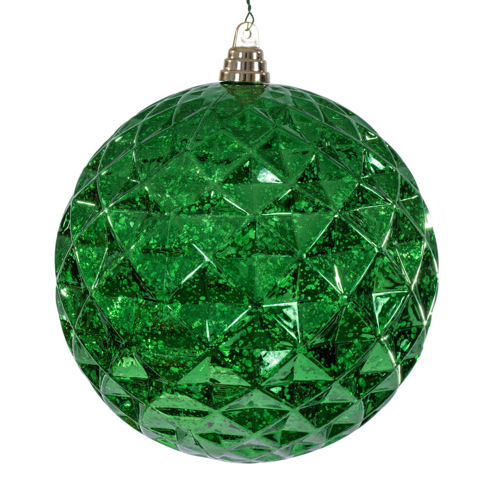 4" Diamond Mercury Ornament - Green Green — view 1