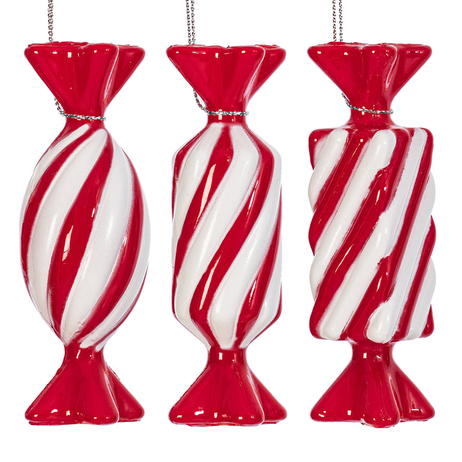 4" Red Swirl Enamel Candy Assorted Ornament  - Set of 6