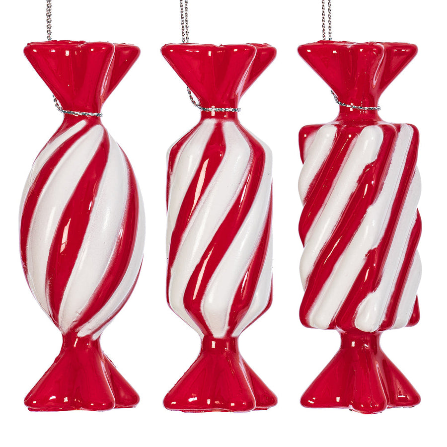 10" Red Swirl Candy Ornament Assortment - Set of 6