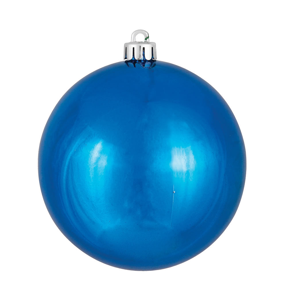 4" Shatterproof Ball Ornament - Blue - Shiny - UV Treated - Set of 4 6" (Set of 4)- Shiny (UV) – Bag of 4 — view 4