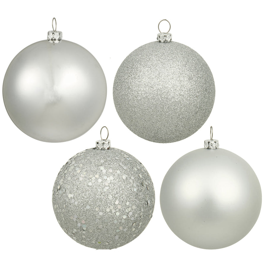 2.75" 4-Finish Shatterproof Ball Ornament Set - Silver - Set of 20 Silver – Box of 20
