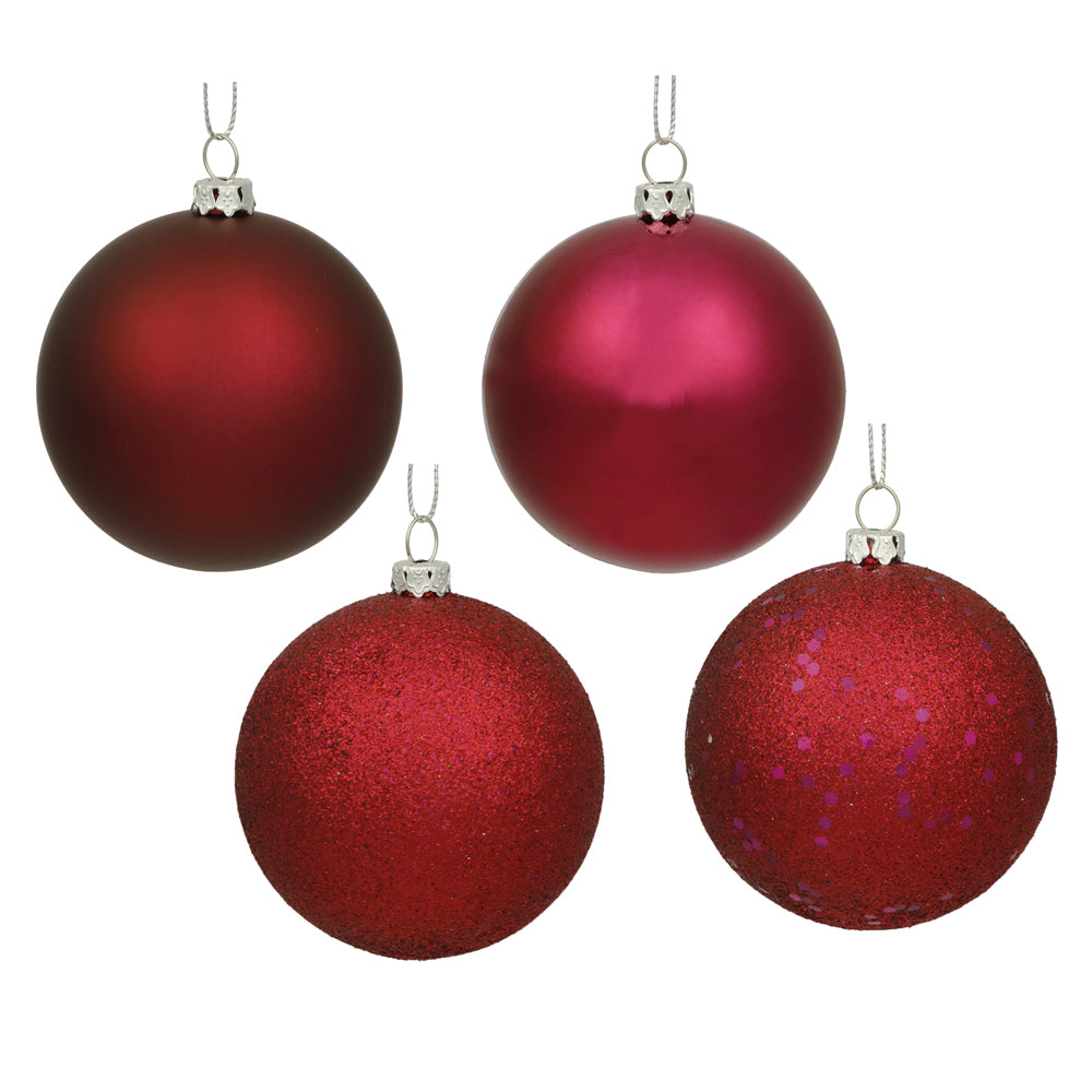 2.75" - 4 Finish Shatterproof Ornaments with Drilled and Loop Cap - Set of 20